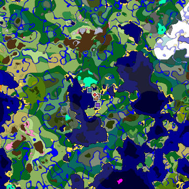 Predicted biome map of Java 1.21.4 seed 4124643974661878477 around estimated spawn