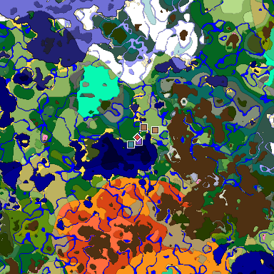 Predicted biome map of Java 1.21.4 seed 2046612193803061427 around estimated spawn