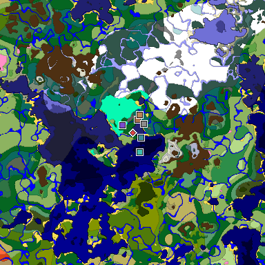 Predicted biome map of Java 1.21.4 seed -2362443532284401381 around estimated spawn