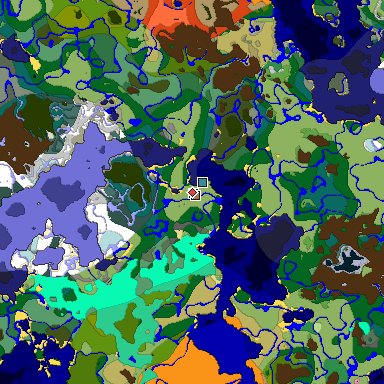 Predicted biome map of Java 1.21.4 seed -4220641385758210815 around estimated spawn