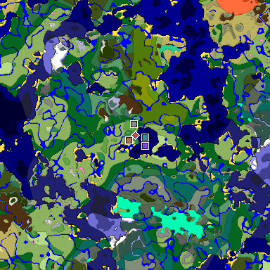 Predicted biome map of Java 1.21.4 seed 4403708180548170390 around estimated spawn