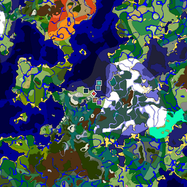Predicted biome map of Java 1.21.4 seed -8815872183264049681 around estimated spawn