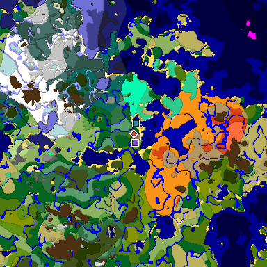 Predicted biome map of Java 1.21.4 seed 1607456588961391114 around estimated spawn