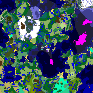 Predicted biome map of Java 1.21.4 seed 3854211084650313071 around estimated spawn