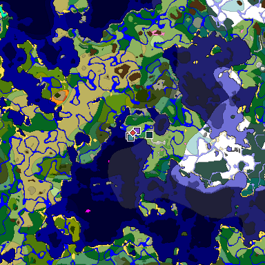 Predicted biome map of Java 1.21.4 seed -7805854190925258883 around estimated spawn