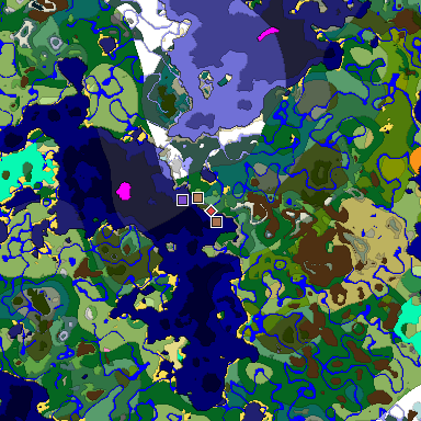 Predicted biome map of Java 1.21.4 seed -8278330577553803765 around estimated spawn