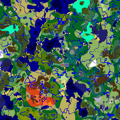 Predicted biome map of Java 1.21.4 seed -2477496328382305838 around estimated spawn