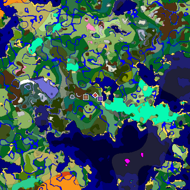 Predicted biome map of Java 1.21.4 seed -4299164708029703789 around estimated spawn