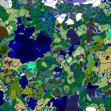 Predicted biome map of Java 1.21.4 seed -2787604085736548656 around estimated spawn