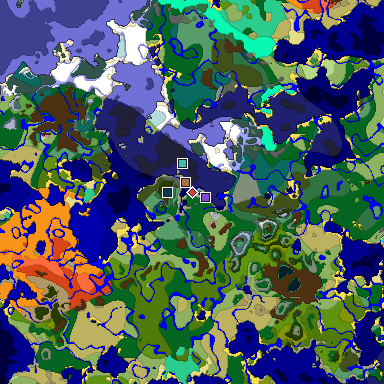 Predicted biome map of Java 1.21.4 seed -2040892968548513340 around estimated spawn