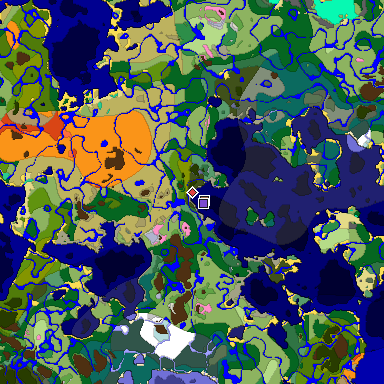 Predicted biome map of Java 1.21.4 seed 7166826124812781501 around estimated spawn