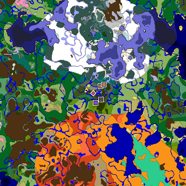 Predicted biome map of Java 1.21.4 seed 6629185737203251388 around estimated spawn