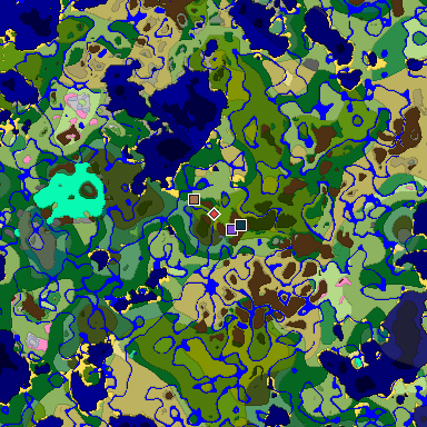 Predicted biome map of Java 1.21.4 seed -6077760590805209068 around estimated spawn