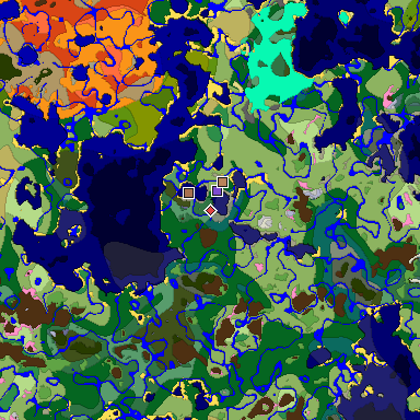 Predicted biome map of Java 1.21.4 seed 7938956078868010927 around estimated spawn