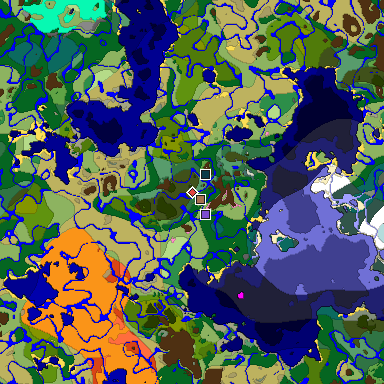 Predicted biome map of Java 1.21.4 seed -4315812450174025728 around estimated spawn