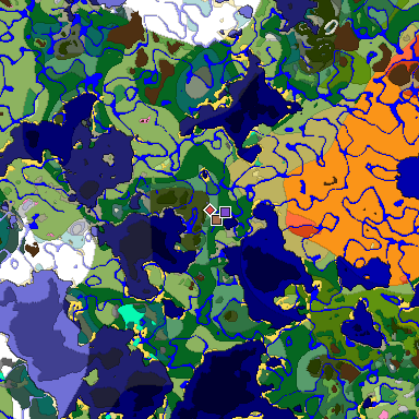 Predicted biome map of Java 1.21.4 seed -1254619290553051429 around estimated spawn