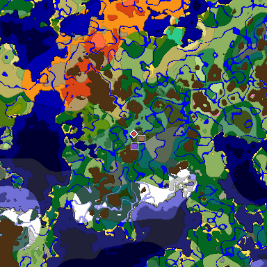 Predicted biome map of Java 1.21.4 seed 1111394781699006934 around estimated spawn