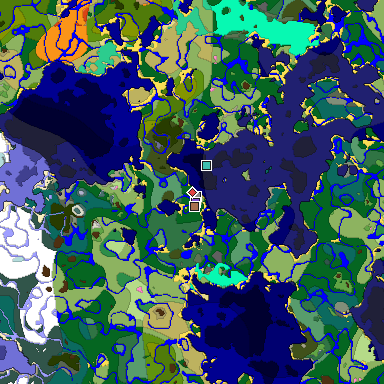 Predicted biome map of Java 1.21.4 seed -68486417233165688 around estimated spawn