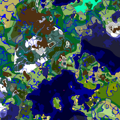 Predicted biome map of Java 1.21.4 seed 1599441891921600324 around estimated spawn