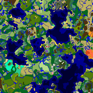 Predicted biome map of Java 1.21.4 seed 7089216528678167441 around estimated spawn