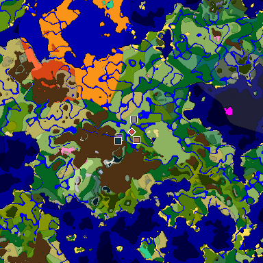 Predicted biome map of Java 1.21.4 seed 6516583424722069667 around estimated spawn