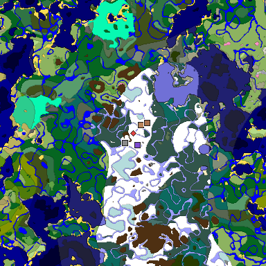 Predicted biome map of Java 1.21.4 seed 231537739043536001 around estimated spawn