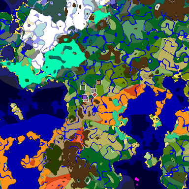 Predicted biome map of Java 1.21.4 seed -1530021578889755801 around estimated spawn