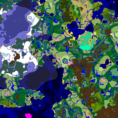 Predicted biome map of Java 1.21.4 seed 2683405655183888517 around estimated spawn