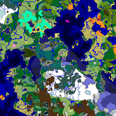 Predicted biome map of Java 1.21.4 seed 372615079138976478 around estimated spawn
