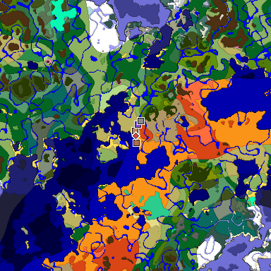 Predicted biome map of Java 1.21.4 seed -6122875348854395545 around estimated spawn