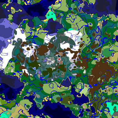Predicted biome map of Java 1.21.4 seed 7051734131619974195 around estimated spawn