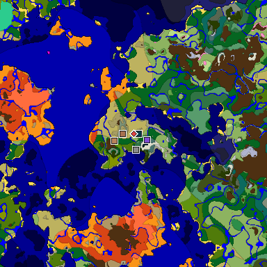 Predicted biome map of Java 1.21.4 seed 5911878696749173881 around estimated spawn