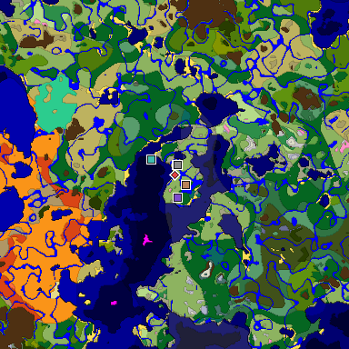 Predicted biome map of Java 1.21.4 seed 3659009523732709469 around estimated spawn