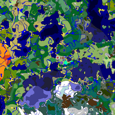 Predicted biome map of Java 1.21.4 seed -8094598456018655221 around estimated spawn
