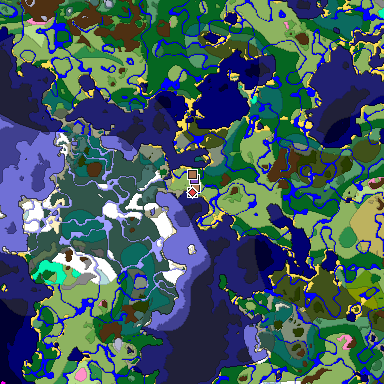 Predicted biome map of Java 1.21.4 seed 5068871908079070096 around estimated spawn