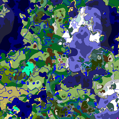 Predicted biome map of Java 1.21.4 seed -531457638749768303 around estimated spawn