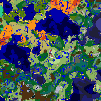 Predicted biome map of Java 1.21.4 seed -4689202304048839652 around estimated spawn