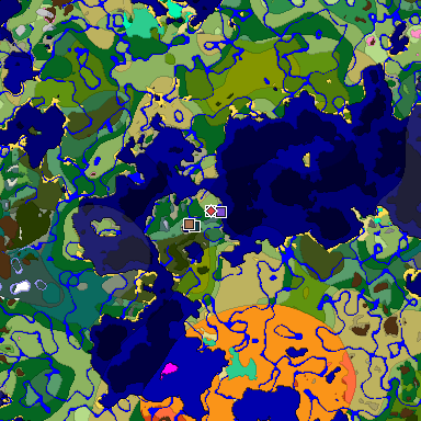 Predicted biome map of Java 1.21.4 seed -1161837376895283241 around estimated spawn