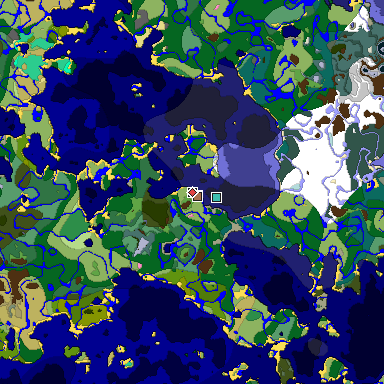 Predicted biome map of Java 1.21.4 seed -5395218583761331986 around estimated spawn