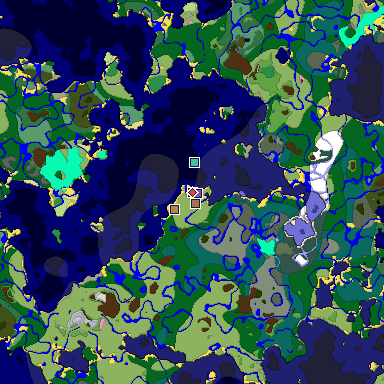 Predicted biome map of Java 1.21.4 seed -6925116103078288178 around estimated spawn