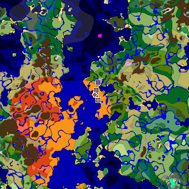 Predicted biome map of Java 1.21.4 seed 6855666734458962339 around estimated spawn