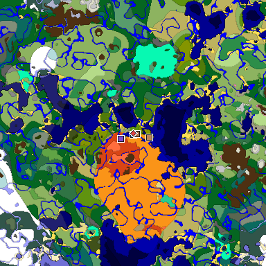 Predicted biome map of Java 1.21.4 seed 2286596856105675133 around estimated spawn