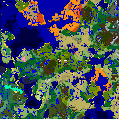 Predicted biome map of Java 1.21.4 seed 1784577951548903036 around estimated spawn