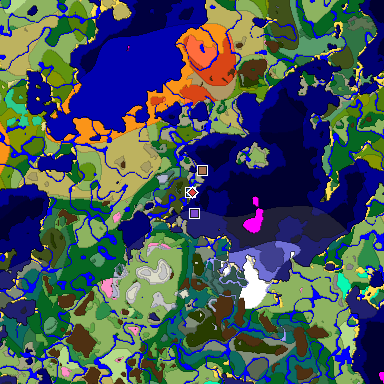 Predicted biome map of Java 1.21.4 seed -7586435994083599554 around estimated spawn