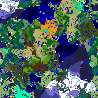 Predicted biome map of Java 1.21.4 seed 360172095043600206 around estimated spawn