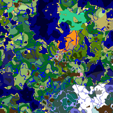 Predicted biome map of Java 1.21.4 seed 8315743258309693419 around estimated spawn