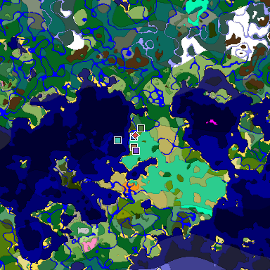 Predicted biome map of Java 1.21.4 seed -4473844699281332271 around estimated spawn