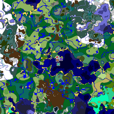 Predicted biome map of Java 1.21.4 seed -1317614070505639587 around estimated spawn