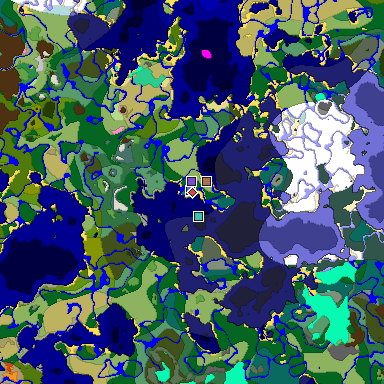 Predicted biome map of Java 1.21.4 seed -3039508989372405333 around estimated spawn