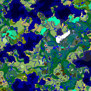 Predicted biome map of Java 1.21.4 seed -7903737045660067444 around estimated spawn